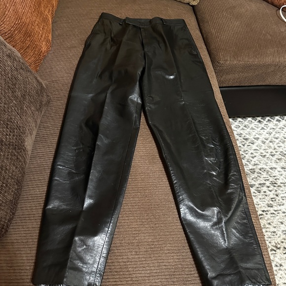 Masatomo Men’s Calf Leather Pants. - Picture 2 of 3
